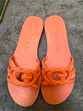 GUESS Orange Logo Slide Sandals
